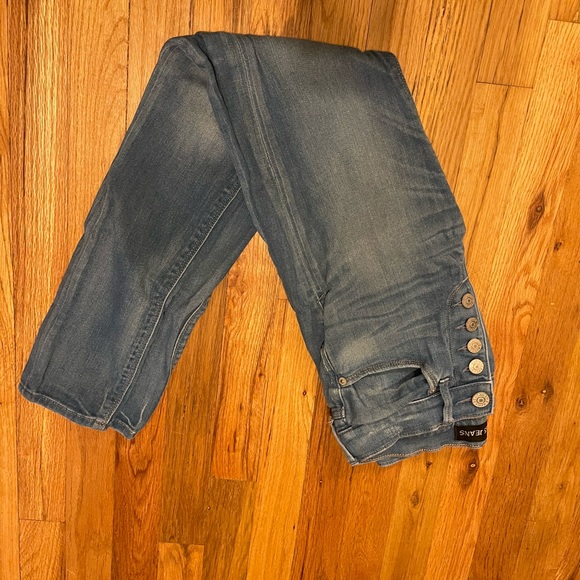 Express Jeans- Leggings Mid Rise light blue jeans button up, 0R - Picture 7 of 10